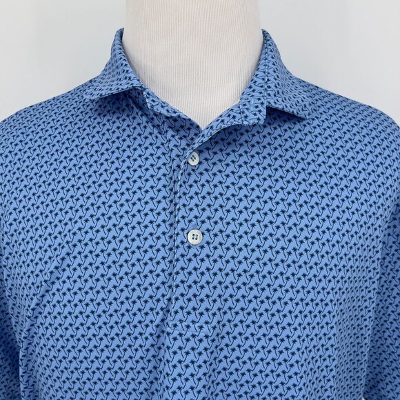 Turtleson Mens Wichita Open Golf Polo Shirt L Large Blue Pattern Polyester/Spand - Picture 1 of 6